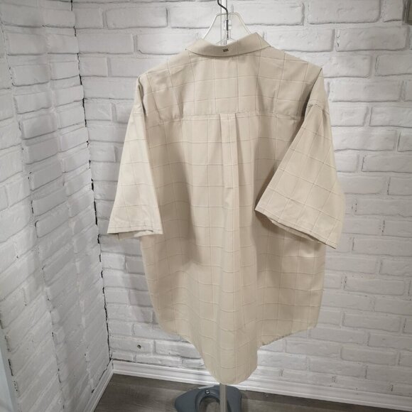 NWT Van Heusen Men's Size XXL Wrinkle Free Beige Plaid Button Front Shirt - Picture 2 of 10